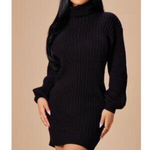 Black turtle neck sweater dress